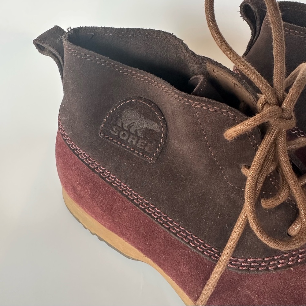 Sorel Greely Men 13 Boots Brown Burgundy Chukka Ankle Suede Lace Up - Picture 2 of 11